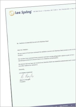 輻射和不銹鋼合規性